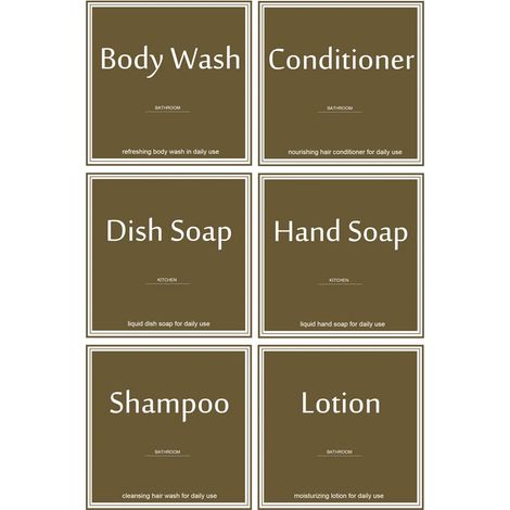 (1 feuille d'étiquettes) Flacon distributeur de savon à pompe doré vide et rechargeable pour shampoing, après-shampoing, gel douche, savon pour les mains et distributeur de vaisselle (1/5)