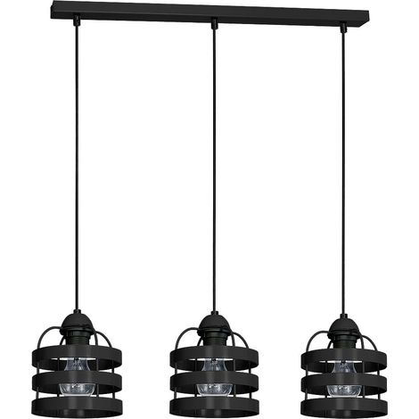 Suspension 3 lumières E27 Lars MLP799 noire Milagro (1/4)