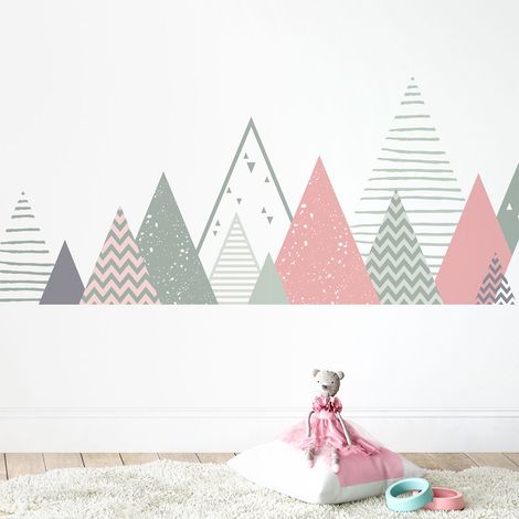 Stickers muraux enfants - Décoration chambre bébé - Autocollant Sticker mural géant enfant montagnes scandinaves MAEKA - 40x65cm (1/5)