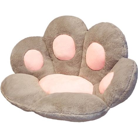 Coussin de chaise en forme de patte de chat, 70 x 60 cm, doux et confortable, pour chaise de bureau, fauteuil gaming et décoration de chambre, gris et rose (1/5)