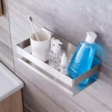 Etagère de Douche sans Perçage, Supports de Shampoing en Acier Inoxydable SUS304, Version Améliorée de la Bande Adhésive Forte ou de l'installation Plus Stable par Perçage (1/5)