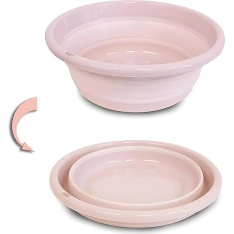 Bassine Pliable, Bassine Plastique (31cm, Rose) Panier Linge Pliable, Petite Bassine, Bol Pliable, Utile dans la Salle de Bains, Cuisine, Jardin, Camping, en Caoutchouc thermostatique (1/3)