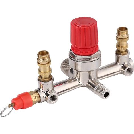 Luftkompressor-Druckschalter-Steuerventil 90–120 PSI mit Dual-Manometer-Reglern, maximale Spannung 230 V (1/4)