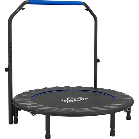 Trampolín Fitness Adulte Ø122 cm Pliable Mango Réglable 4 Niveaux Noir Bleu (1/5)