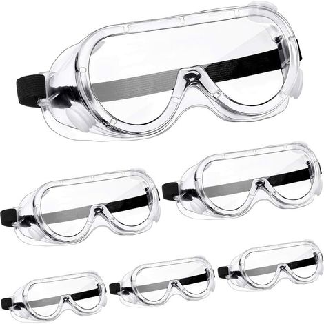 Lot de 6 paires de lunettes de sécurité ajustables, résistantes aux éclaboussures chimiques, transparentes – DELKEVIC (1/5)