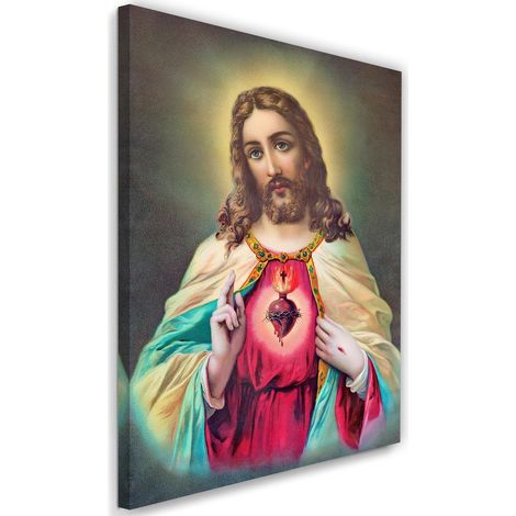 Tableau sur toile Cœur de Jésus-Christ 60x90 (1/4)