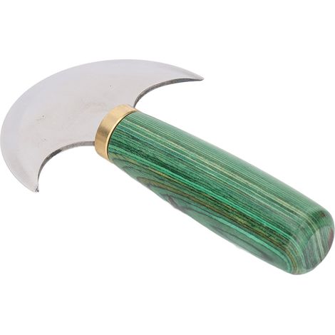 Couteau rond en cuir, semi-circulaire, à monter soi-même, petite lame verte à double tranchant, manche poli et tranchant, outil à sculpter (1/5)