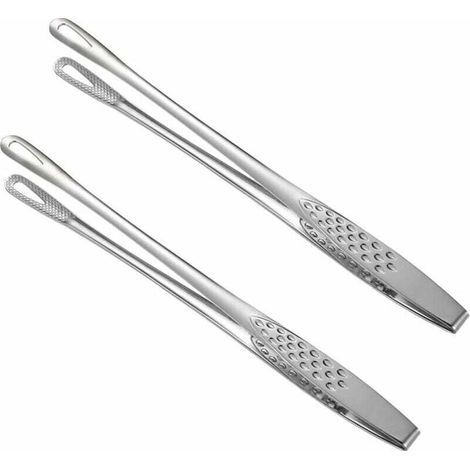Pinces à Aliments en Acier Inoxydable 2 Pcs Pinces de Cuisine en Métal Barbecue Pince Pince à Nourriture pour Poisson Frit Steak Maison Pique-Nique Fournitures de Plein Air-Fei Yu
