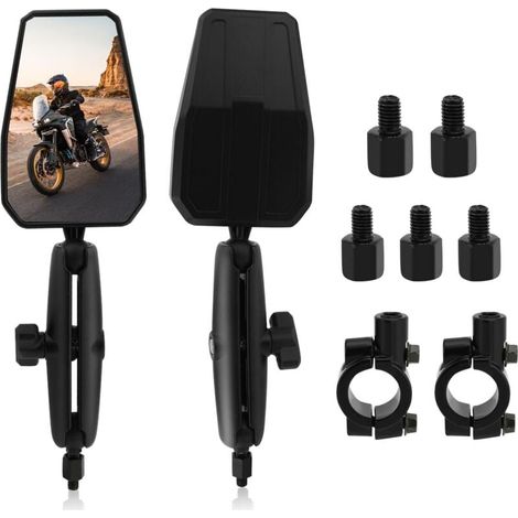 1 Paire Retroviseur Moto Embout de Guidon, Universel Réglable 360° Rétroviseurs Latéraux de Moto , Moto Miroir Compatible avec Scooter, Mobylette, ATV, Bicyclette (1/4)
