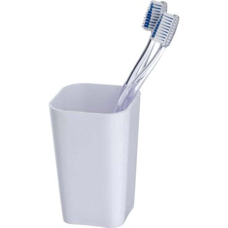 Porte brosse à dents, gobelet salle de bain, Candy, Plastique, 3x11x7,3 cm, Blanc (1/4)