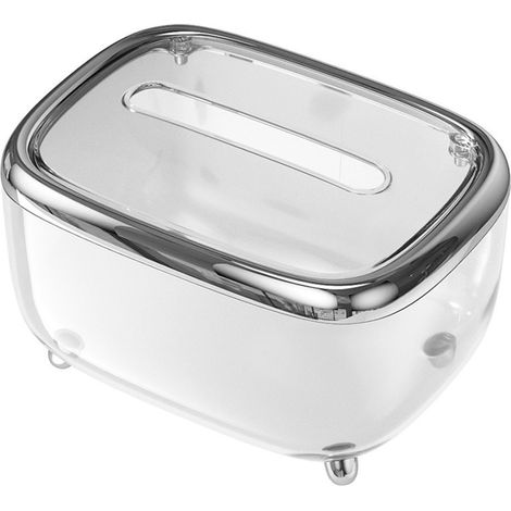 Boîte à mouchoirs transparente, boîte de rangement simple et créative avec couvercle fixe, organiseur de papier argenté (1/5)