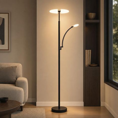 LED Stehlampe Stehleuchte Touchdimmer CCT Lesearm beweglich Schwarz H 183 cm (1/5)