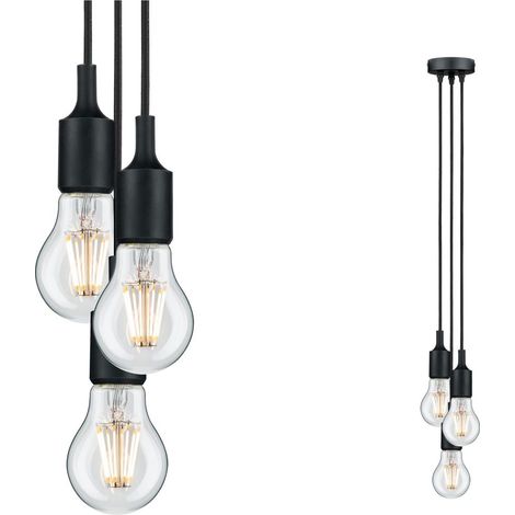 Paulmann Neordic 3er Pendelleuchte Ketil schwarz 10 cm E27 20 W dimmbar Pendelleuchte (1/5)