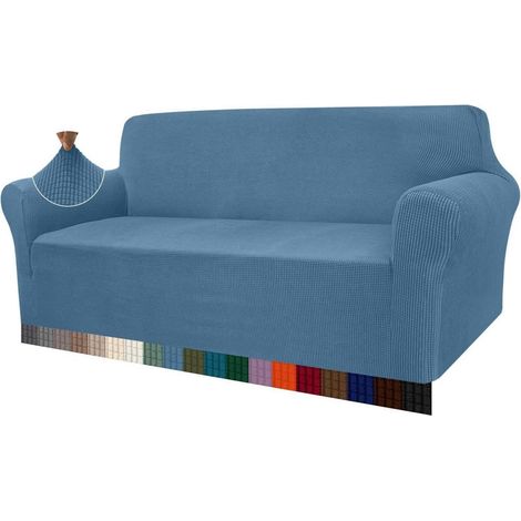 Sofabezug Jacquard Stretch Sofahusse Protector Hunde 3 Sitzer Azurblau (1/5)