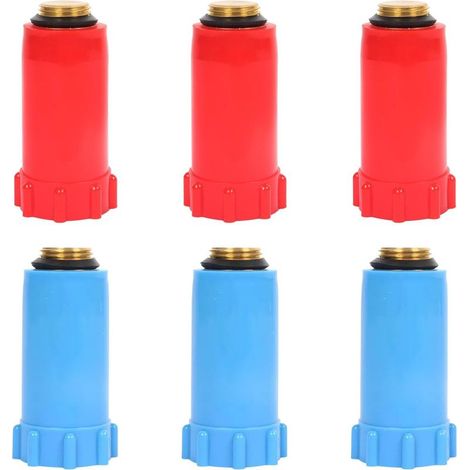 Bouchons de Construction 1/2" 6 Pièces Rouge et Bleu Bouchon Tuyau Plomberie,Bouchon Tuyauterie,avec Filetage en Laiton et Joint à Anneau Zéro,pour Installation de Conduite d\'eau (1/5)