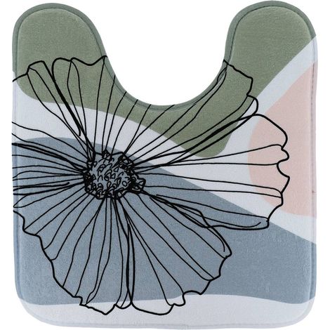 Bedruckte mikrofaser-wc-konturmatte 45x50 cm - flowers - Tendance
