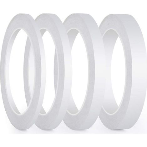 FEPITO 4 Rollen starkes doppelseitiges Klebeband zum Nähen, ideal für Büro, Klassenzimmer und kreative Hobbys, 25 m pro Rolle (Breite: 6 mm/9 mm/12 mm/15 mm) (1/5)
