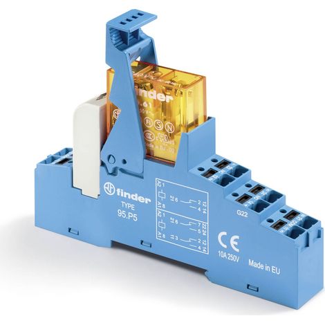 Interface 1RT 16A 230V AC étrier plastique,AgNi bornes Push-in FINDER 48P682301060SPA