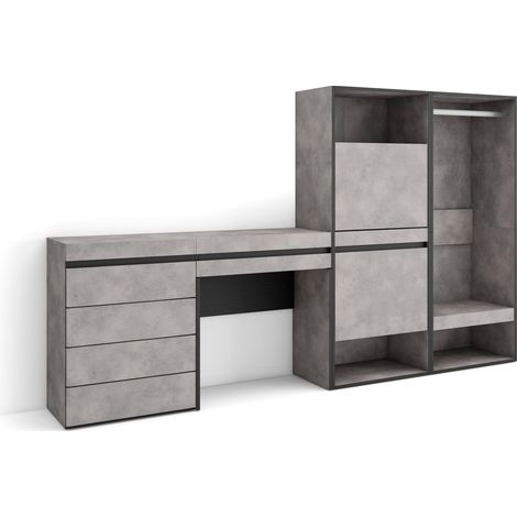 Skraut Home - Meuble à Chaussures, Meuble Rangement Chaussures, 247x145x35 cm, Chambre à coucher, pièce, Vestiaire ouvert, Commode, Buffet, Coiffeuse, Style moderne, Gris Ciment (1/5)