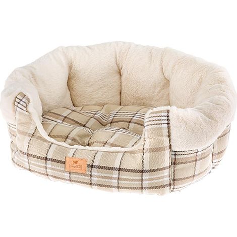 Ferplast ETOILE Divanetto in tessuto e pelliccia ecologica per cani e gatti. Varie misure.. Variante 4 - Misure: 60 x 50 x h 21 cm - Beige (1/2)