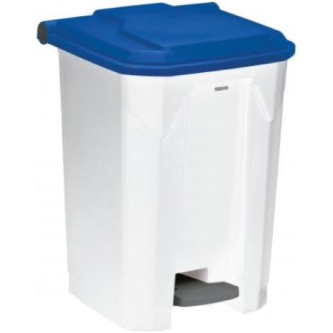 Poubelle à pédale Utilo - 50l - blanc / bleu (1/3)