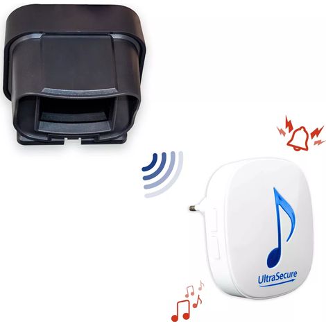 Ultra Secure – Carillon sans-fil 600m – Détecteur de mouvement infrarouge autonome – 35 mélodies volume réglable – Installation rapide - DA600