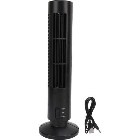 Ortviai Ventilateur sur pied sans pale noir silencieux 2 vitesses pour chambre, bureau ou salon – design compact et moderne