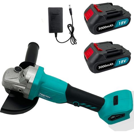 Winkelschleifer, 125 mm kabellose bürstenlose Winkelschleifer-Sets, Schleifer, Polierer, Fräser,Kompatibel mit Makita-Akku + Scheibenzubehör +2 3,0 A Akku + Ladegerät