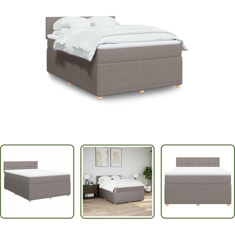 Matelas à ressorts ensachés - Sommier à lattes de lit avec matelas Taupe 140x190 cm Tissu (1/5)