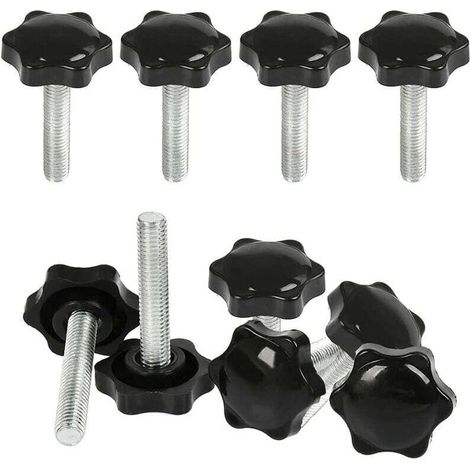 10 viti a testa zigrinata M8 x 40 mm, pomello filettato con dado a stella, bullone di serraggio filettato M8 con dado, pomelli di serraggio filettati con maniglia. (1/4)