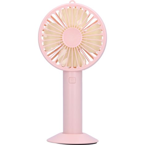 Ventilateur électrique portable à 4 pales et 3 vitesses réglables, rechargeable par USB, avec base rose (1/5)