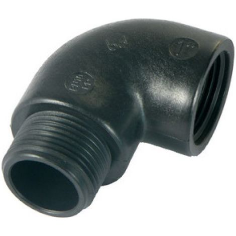 GOMITO A 90° IN PP NERO 1/2&quot M/F