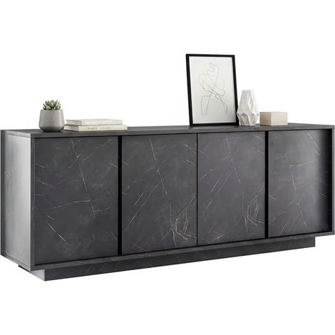 Dmora - Credenza Annone, Buffet da soggiorno, Madia da salotto, Dispensa da cucina, Made in Italy, 180x43 h79 cm, Ardesia