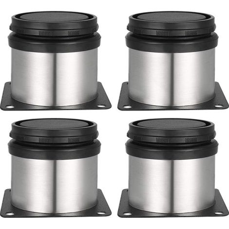 Möbelbein, höhenverstellbare Füße, verstärkte Schrankfüße, gebürsteter Edelstahl, höhenverstellbar 0-15 mm, inklusive Edelstahlschrauben (50×60 mm, 4 Stück)
