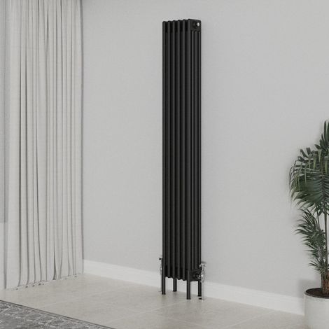 WarmeHaus Traditional Radiator 1800x290mm Black Vertical 4 Column (1/5)
