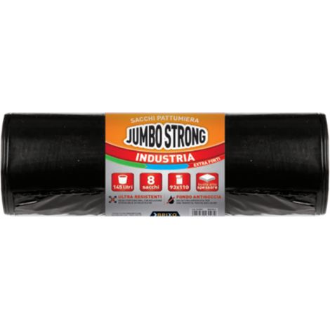 Brixo jumbo strong müllbeutel 93x110cm 145lt schwarz 8st. - 043007