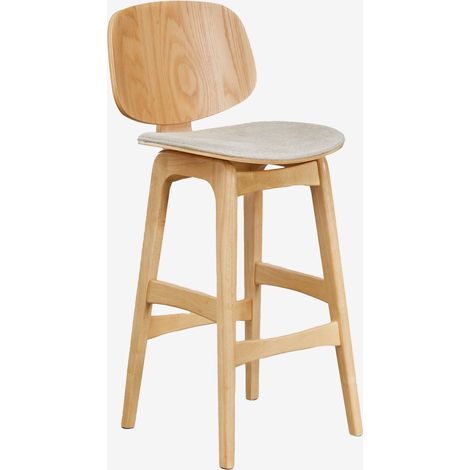 SKLUM Hoher Hocker aus Holz und gepolstert Canada ↑65 cm Braun Natur