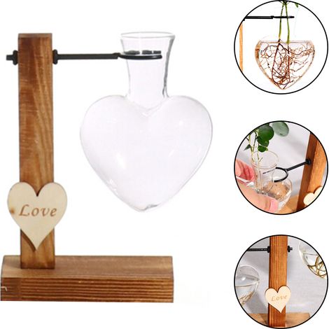 Vase en verre en forme de cœur avec support et support pour salon (1/4)