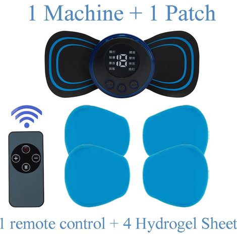 Mini-EMS-Nackenmassagegerät mit elektrischen Impulsen, LCD-Display und 8 Modi. Nackenmassagepflaster, Gerät zur Linderung von Muskelschmerzen, tragbares Körpermassagegerät 01116-AquaForge