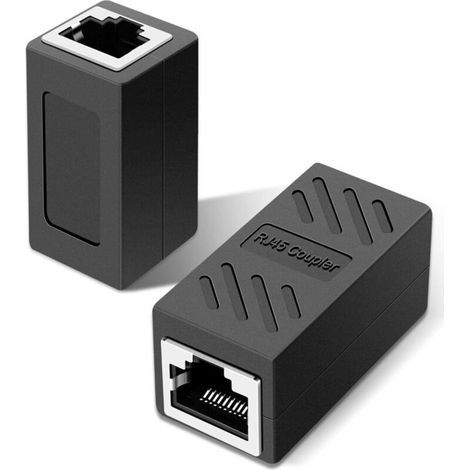 2 pièces connecteur rj45. adaptateur ethernet. câble Ethernet Extender Adaptateur Femelle vers Femelle. Noir (1/5)