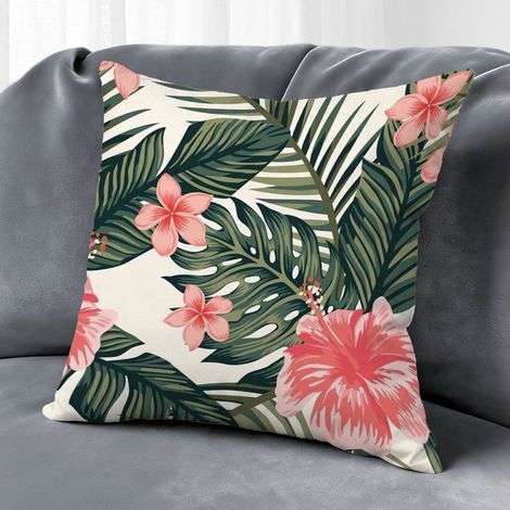 Housse de coussin extérieur fleurs printemps été, décoration jardin,50×50cm (1/5)