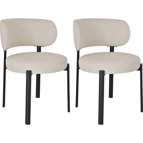 Sedia in tessuto testurizzato e metallo nero Beige - Lotto di 2 - ASILOVA (1/5)