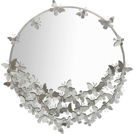Specchio Farfalle Round Argento Ø91x3x94 cm in Ferro Argento (1/5)
