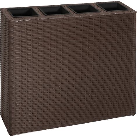 vidaXL Letto Rialzato da Giardino con 4 Vasi in Polyrattan