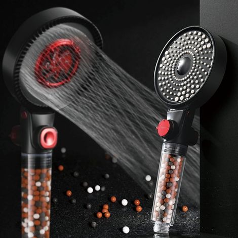Pommeau douche haute pression anti-calcaire filtrant, douchette universelle économique 3 modes massage, double face réglable. (1/5)