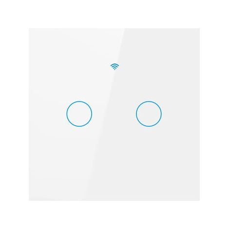 Interrupteur intelligent WiFi, à 2 voies, tactile, pour prise murale avec minuterie, fonction compte à rebours, sans fil neutre, compatible avec l'application Smart Life, Alexa et Google Home. (1/5)