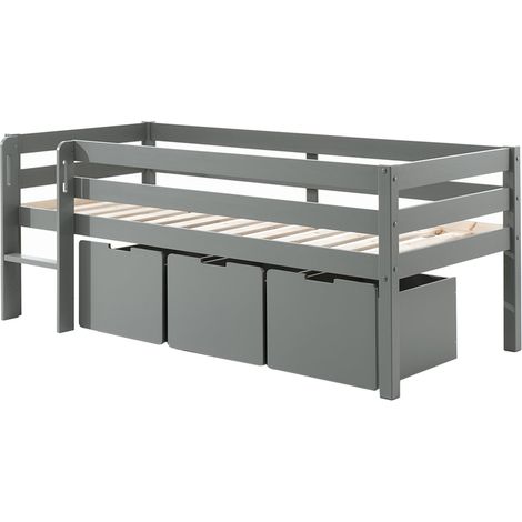 Cama de media altura 90x200 con somier y cajones Vipack Pino Gris (1/5)