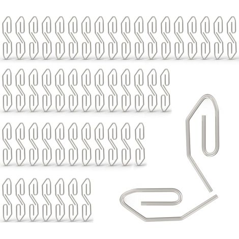 Lot de 100 crochets métalliques pour tringle à rideaux, 35 x 12 mm, en acier galvanisé, pour rideaux de fenêtre, rideaux de porte, rideaux de douche, rideaux de tête et rideaux décoratifs. (1/5)