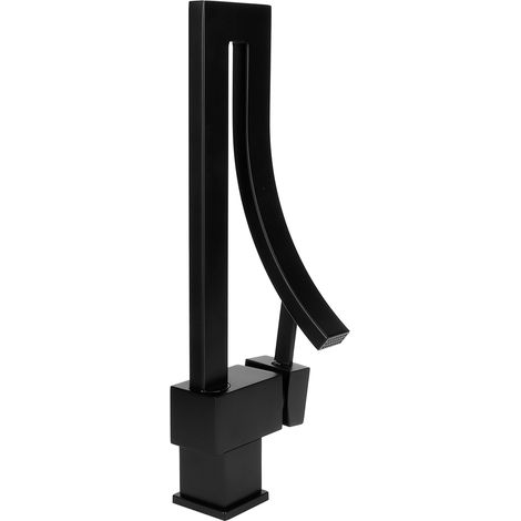 robinet cascade moderne mélangeur chaud-froid d'eau pour salle de bains cuisine évier bassin g1/2 Noir (1/5)