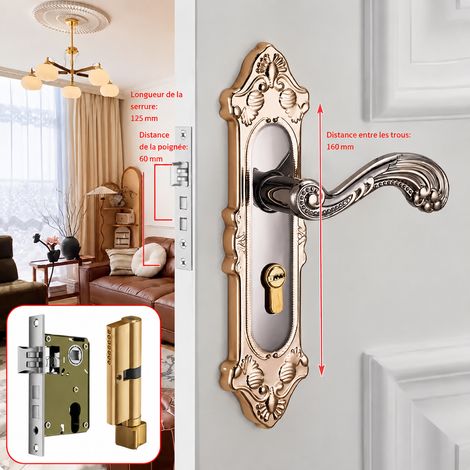 Serrure à poignée réglable intérieure titane, entraxe 125 mm et fouillot 60 mm 125 60 réf 8716 800 g – Livraison gratuite